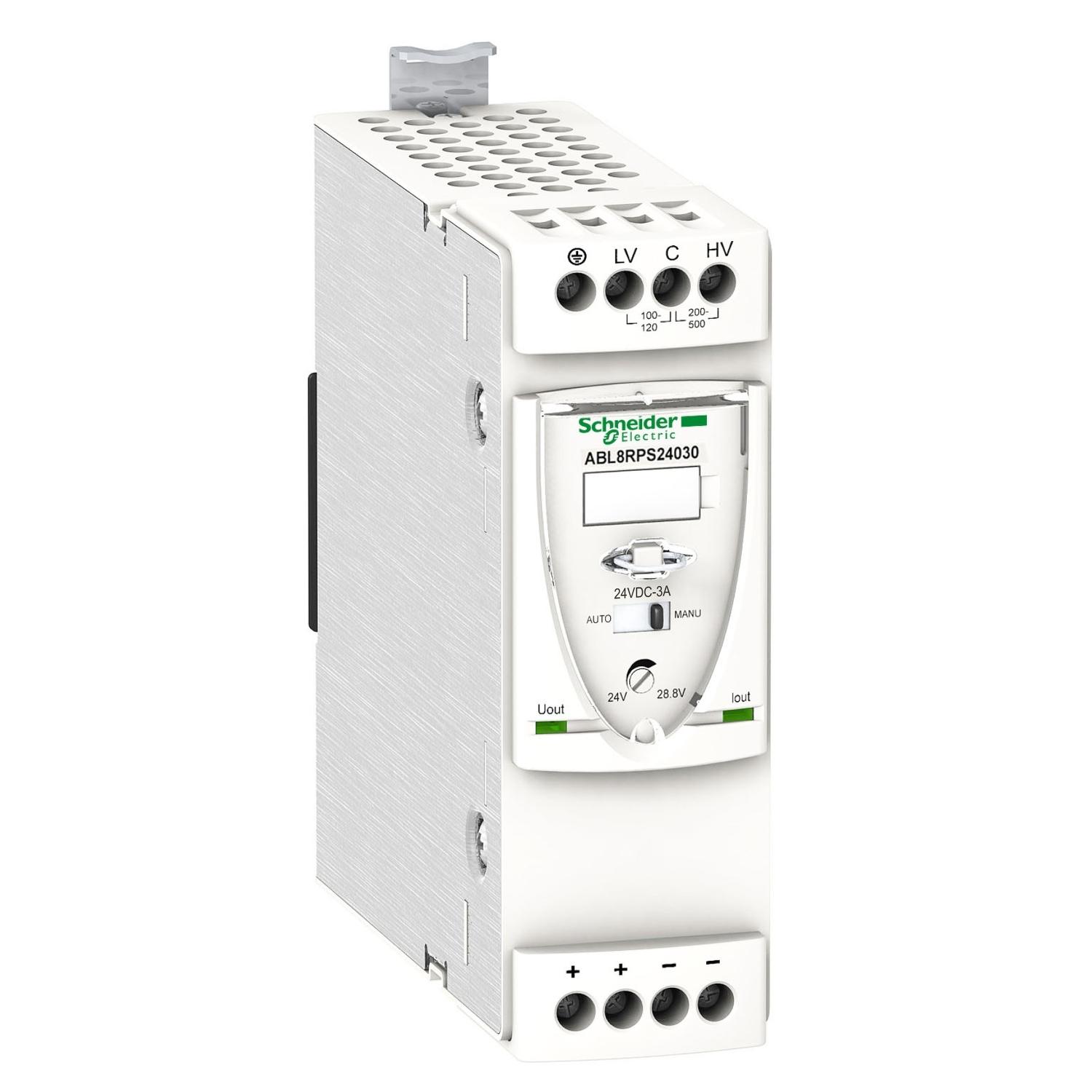 ABL8RPS24030.jpg منبع تغذیه 72 وات 24 ولت DC با ولتاژ 100 تا 500 ولت 3 آمپر - Image 1
