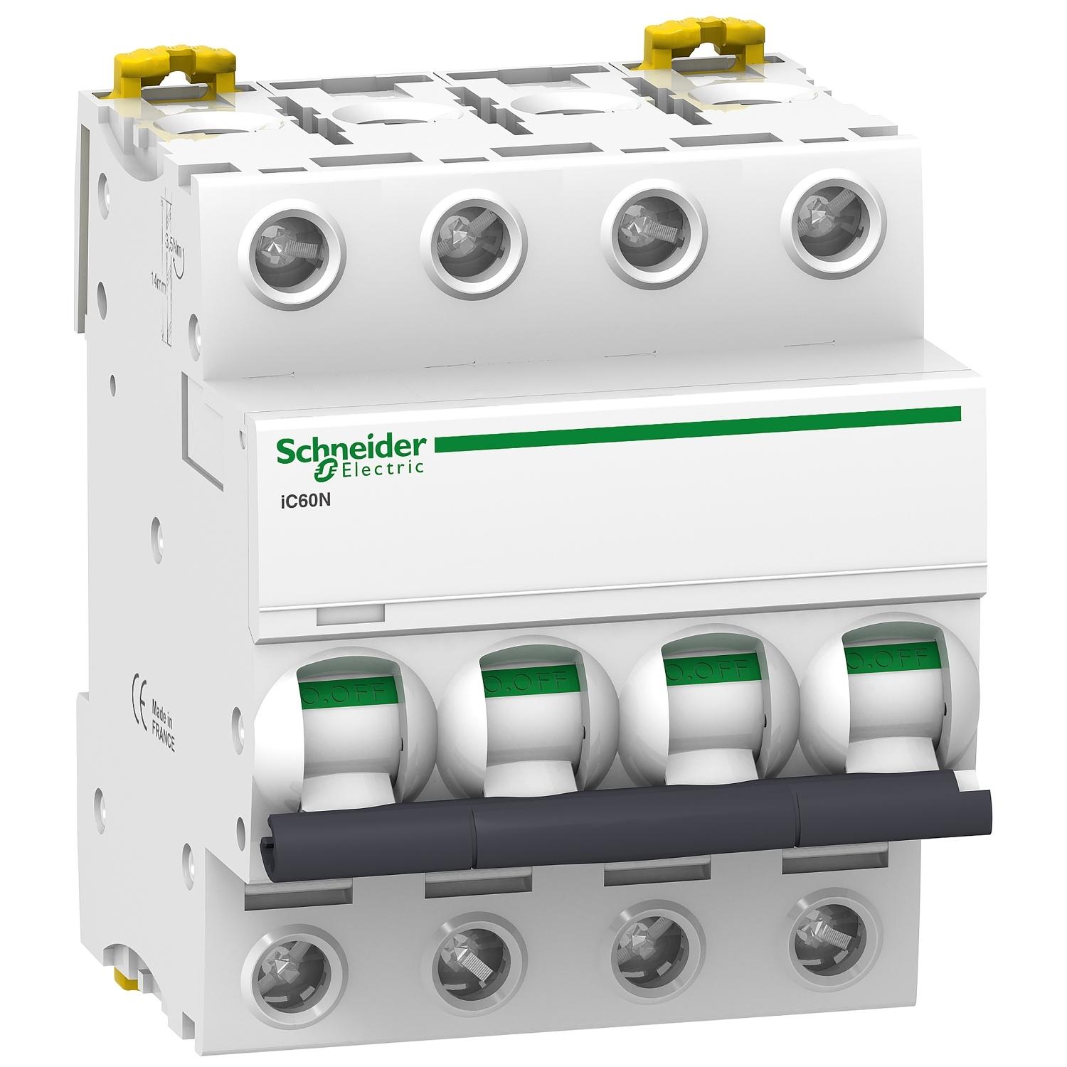 Interruptor-Termomagnetico-iC60N-Tetrapolar-16A-Curva-C-10kA.jpg کلید مينياتوری چهار پل 16 آمپر اشنایدر الکتریک - Image 1