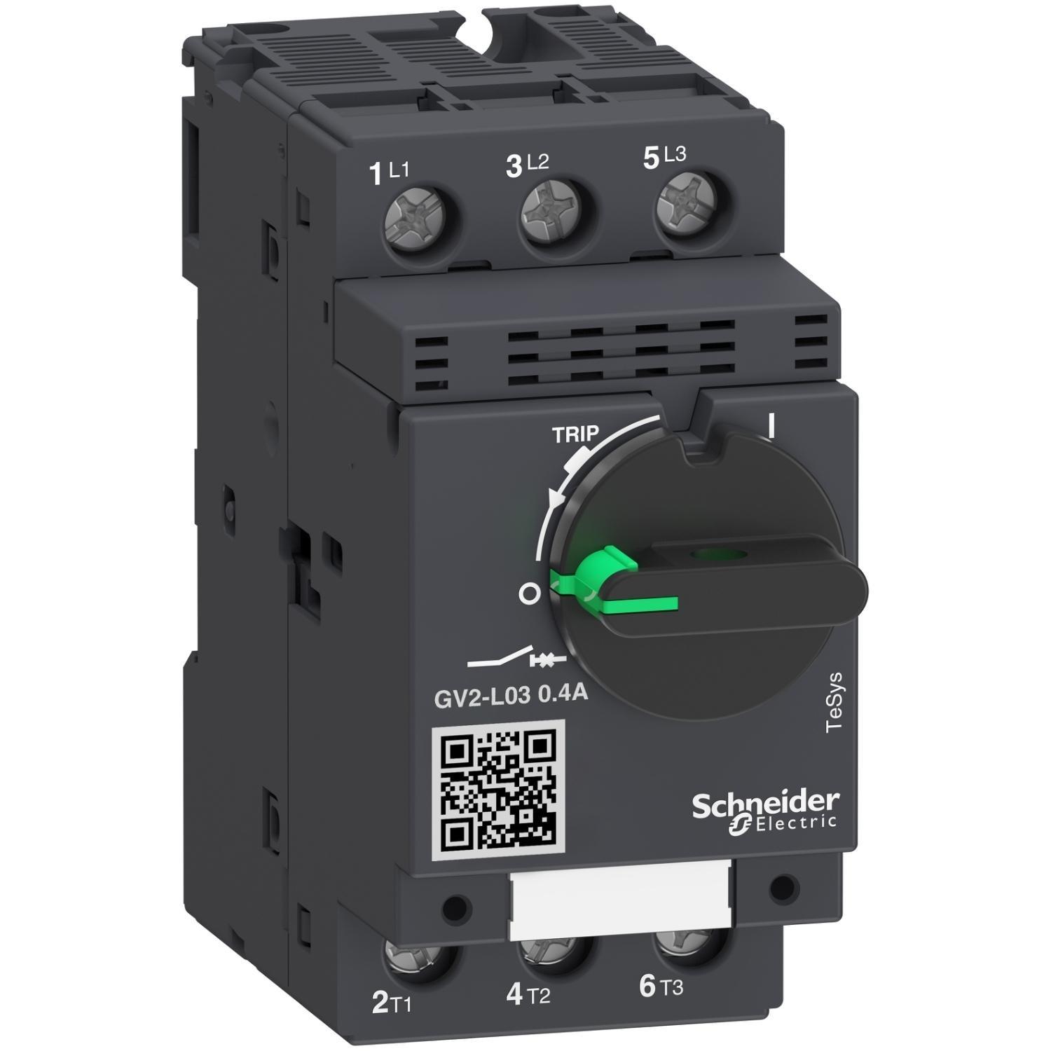 Motor-circuit-breaker-TeSys-GV2-3P-0.4-A-magnetic-rotary-handle-screw-clamp-terminals.jpg کليد مغناطيسی اشنایدر الکتریک 0.4 آمپر - Image 1