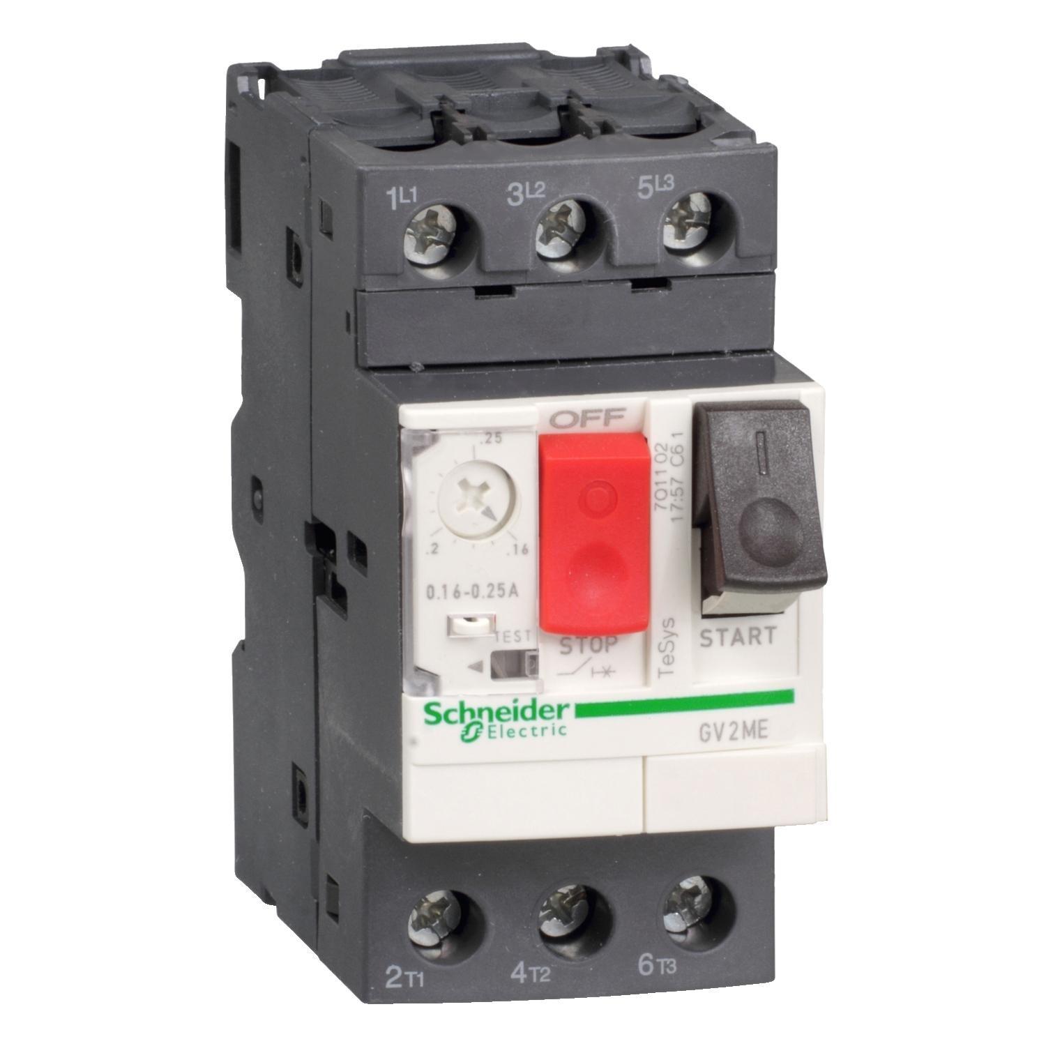 Motor-circuit-breaker-TeSys-GV2-3P-1.6-2.5-A-thermal-magnetic-screw-clamp-terminals.jpg کليد حرارتی مغناطیسی اشنایدر 1.6 تا 2.5 آمپر - Image 1
