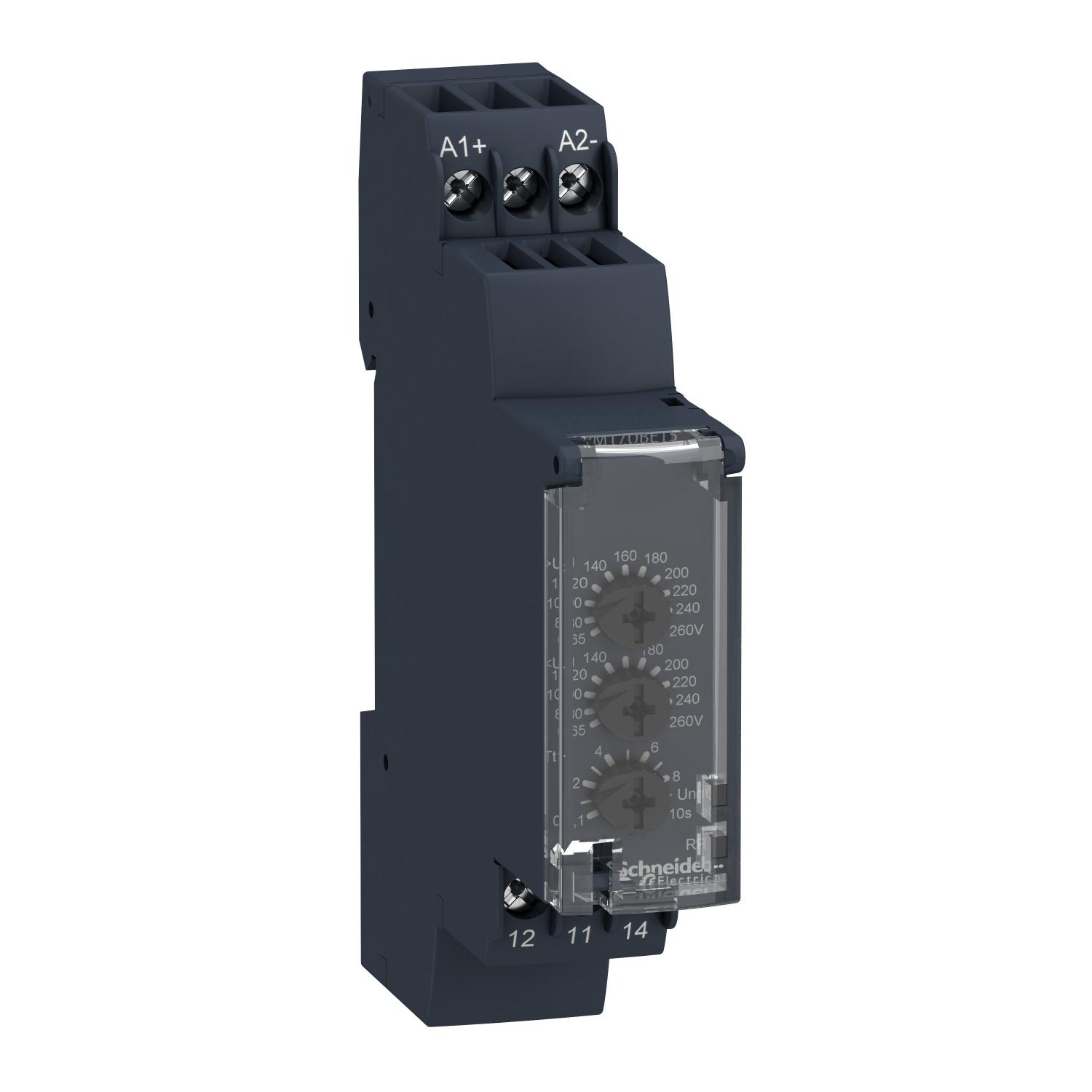 RM17UBE16.jpg رله کنترل ولتاژ تک فاز اشنایدر الکتریک رنج 20 تا 80 ولت AC و DC - Image 1