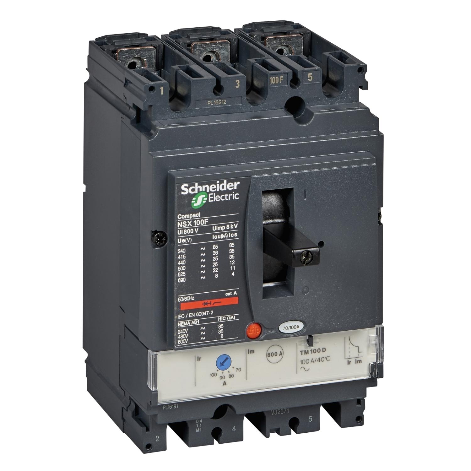 circuit-breaker-ComPact-NSX100F-36-kA-at-415-VAC-TMD-trip-unit-50-A-3-poles-3d.jpg کليد اتوماتیک اشنایدر الکتریک سه پل 50 آمپر ظرفیت قطع 36kA - Image 1